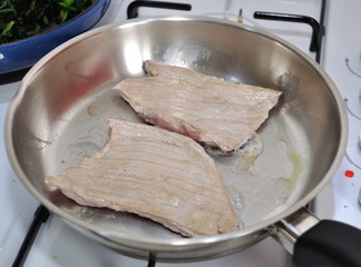Veal cutlet on a pan
