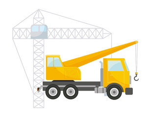 under construction crane truck icon