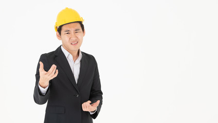 Asian male construction engineer follow up construction progress