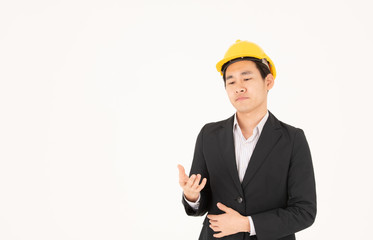 Asian male construction engineer follow up construction progress