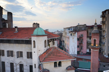 Galata district  in the evening. Istanbul, Turkey.