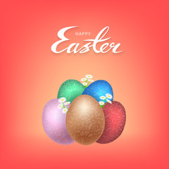 easter eggs daisies vector background