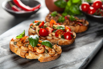 Assortment of traditional Italian bruschettas