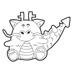 Cartoon doodle illustration of cute chinese dragon for coloring book, t-shirt print design, greeting card