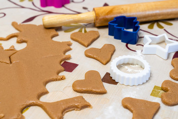 the process of cooking cookies at home. cut cookies from dough using shapes.