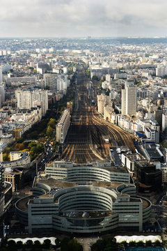 Aerial view of Paris cityscape