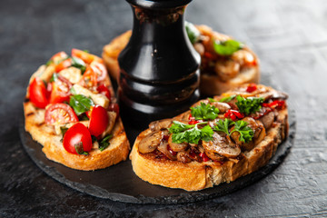 Assortment of traditional Italian bruschettas