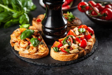 Assortment of traditional Italian bruschettas