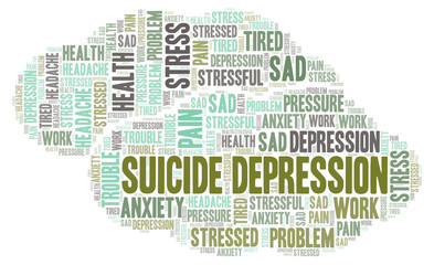 Obraz premium Suicide Depression word cloud.