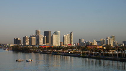 Fototapeta na wymiar Port harbor and downtown - Miami Beach