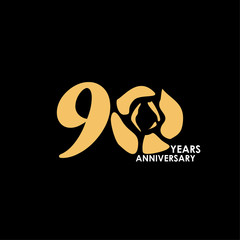 90 Year Anniversary Flower Vector Template Design Illustration
