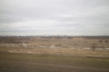 outskirts of the city in cloudy weather in spring