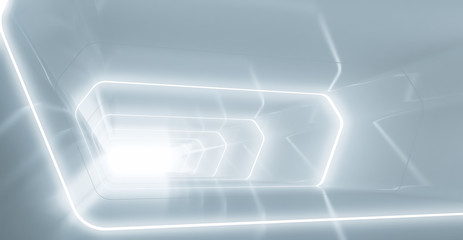Futuristic tunnel with light, Spaceship corridor. interior view. Future background, business, sci-fi or science concept. 3d rendering