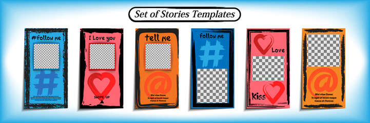Trendy template for social networks stories. Design backgrounds for social media. Editable vector illustration