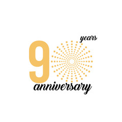 90 Year Anniversary Firework Vector Template Design Illustration