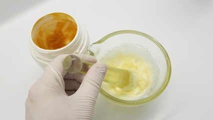 Ointment prescription in the pharmacy laboratory