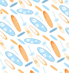 Seamless vector pattern with surfboards