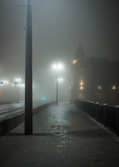 misty night in the city