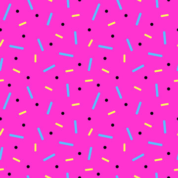 cheerful confetti on a pink background, seamless pattern