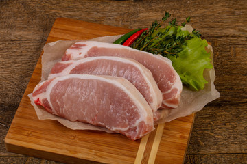 Raw pork steak