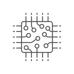 Obraz premium Processor icon, CPU, GPU, chip. Technology computer chip icon in line style. Editable Stroke. EPS 10