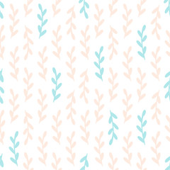 Leaves seamless doodle vector pattern. Hand drawn print on white background