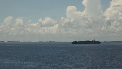 Cargo ship in ocean