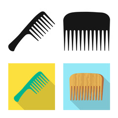 Vector illustration of brush and hair logo. Set of brush and hairbrush stock symbol for web.