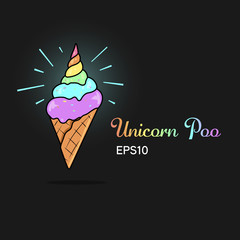 Unicorn poo ice cream illustration