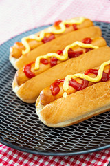 Home made Grilled Hot Dog with cheese, ketchup