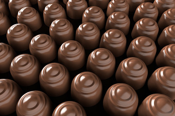 3D rendering of a close up to a bunch of chocolates