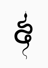 Black silhouette snake. Isolated symbol or icon snake on white background. Abstract sign snake. Vector illustration