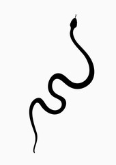 Black silhouette snake. Isolated symbol or icon snake on white background. Abstract sign snake. Vector illustration