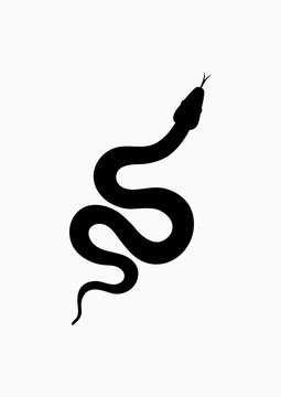 Black silhouette snake. Isolated symbol or icon snake on white background. Abstract sign snake. Vector illustration