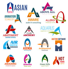 Business icons, letter A corporate identity