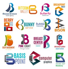 Business icons, corporate identity, letter B