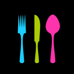 Fork knife spoon tableware vector icon