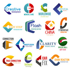 Business icons, letter C, corporate identity