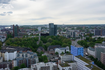 Fototapeta na wymiar Aerial view of Hamburg port on a summer day