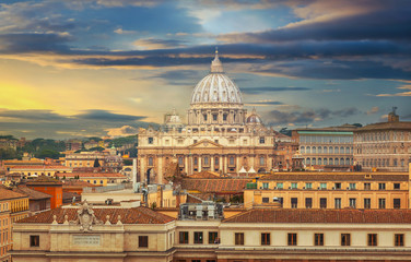 Fototapeta na wymiar Rome city Vatican skyline view