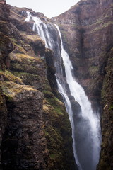 View of the waterfall in the gorge - Glymur, Iceland
