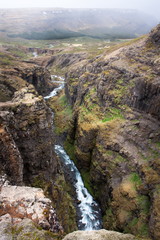Top view of the Botnsa river - Glymur, Iceland