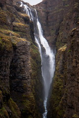 View of the waterfall in the gorge - Glymur, Iceland