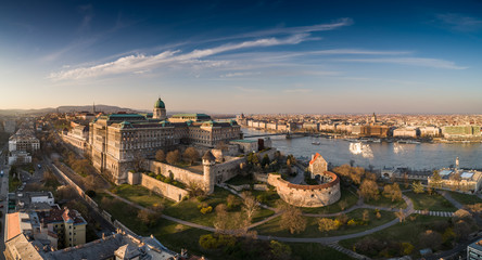 Fototapeta na wymiar Budapest at sunrise with Buda Castle Royal Palace