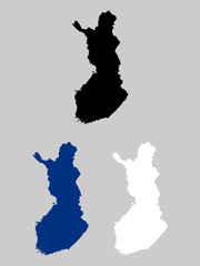 Finland map with national flag 