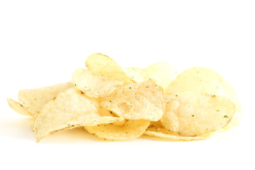Potato chips isolated on white background