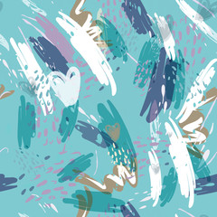 Military camouflage texture with trees, branches, grass and watercolor stains. Vector illustration. Camouflage military background in modern style.