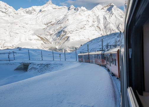 gornergrat zermat train in winter