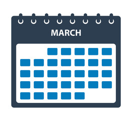 March Calendar Icon. Flat style vector EPS.