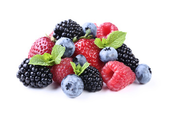 Ripe and sweet fruits isolated on white background